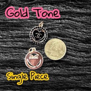 Single Piece Black Round Heart Chanel Gold Tone Zipper Pull Charm